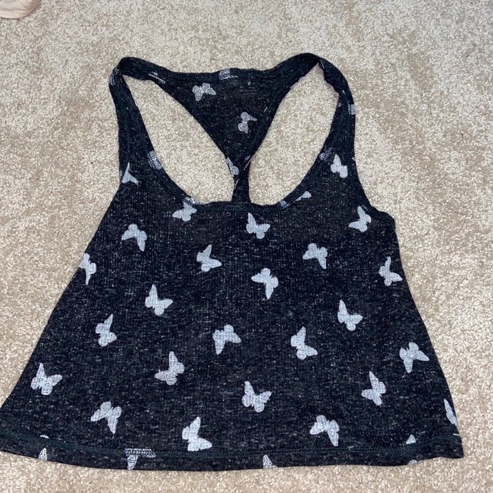 cropped butterfly tank top